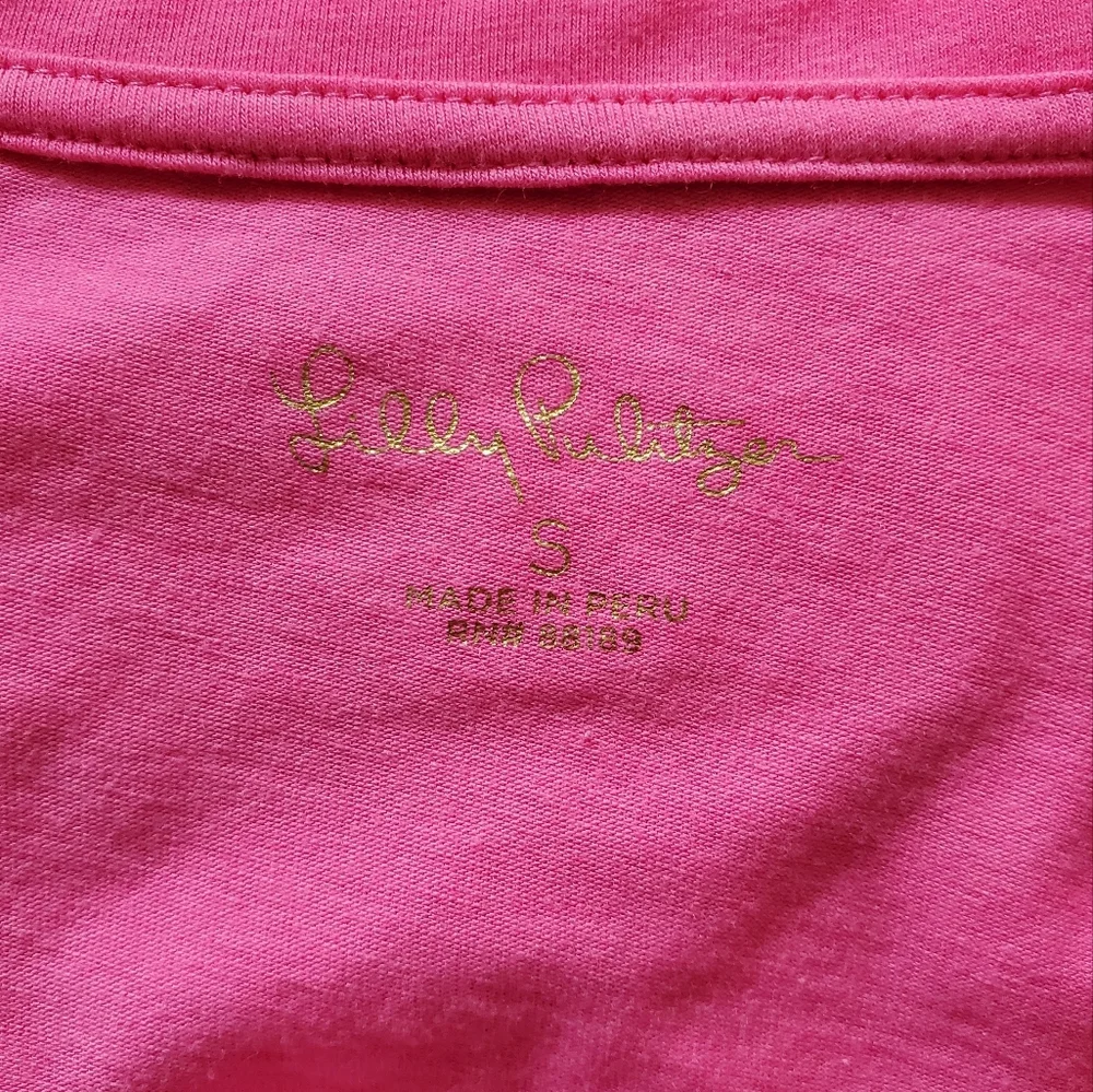 Lilly Pulitzer Bright Pink Blouse with Puff Sleeves.  Size Small